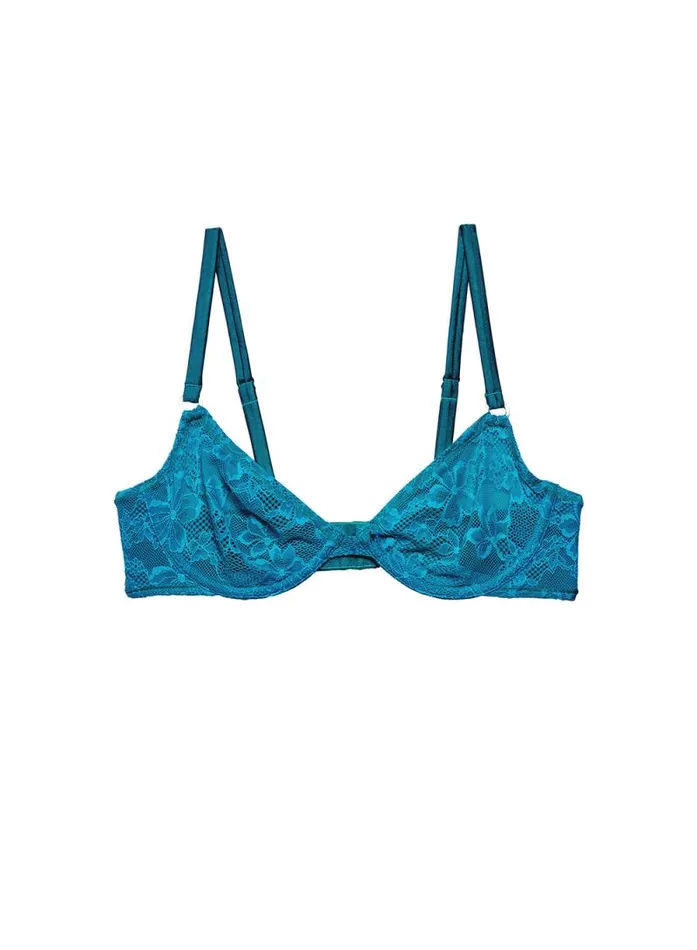 Fleur Du Mal Underwire Bras Le Stretch Lace Demi Bra Aquamarine 8211 Women