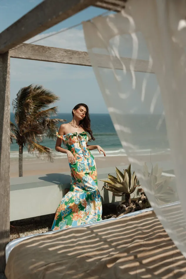 Floral Dresses Petal and Pup Women Harriet Off Shoulder Maxi Dress Malta Print