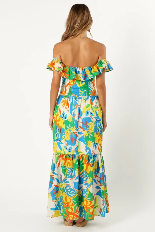 Floral Dresses Petal and Pup Women Harriet Off Shoulder Maxi Dress Malta Print