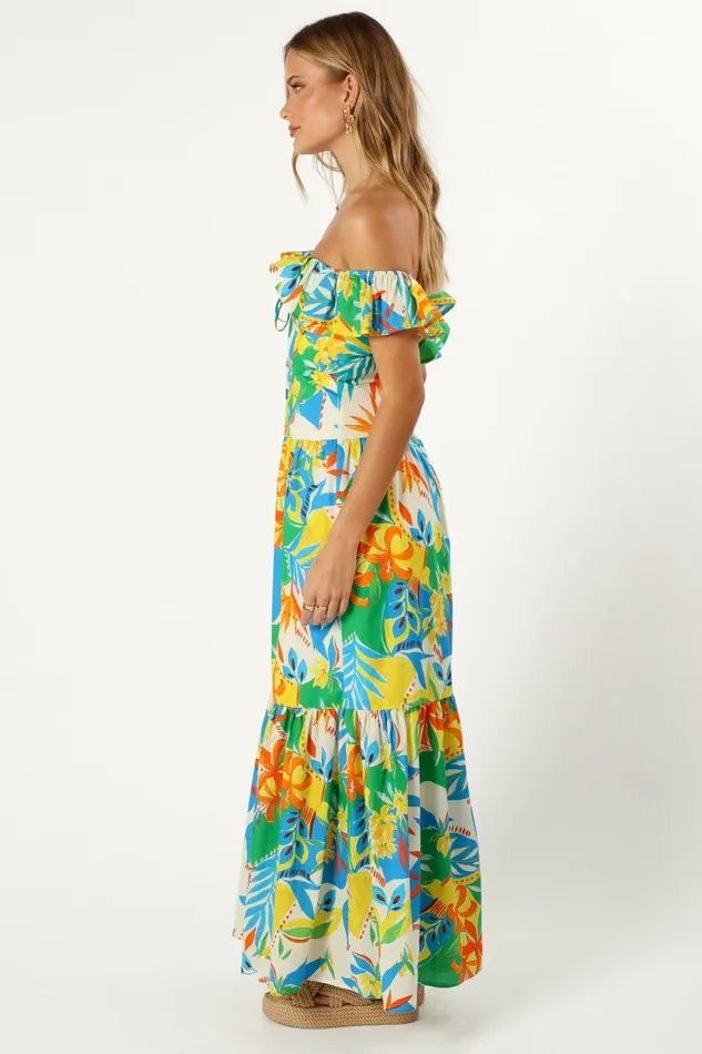 Floral Dresses Petal and Pup Women Harriet Off Shoulder Maxi Dress Malta Print