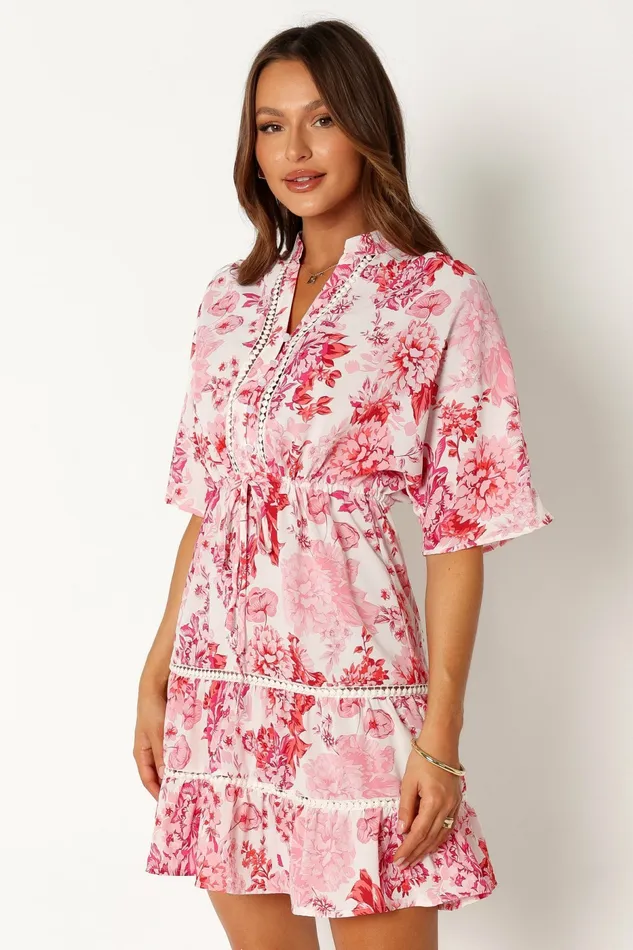 Floral Dresses Sienna Long Sleeve Mini Dress Pink Petal and Pup Women