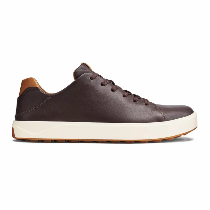 Golf Men Olukai Waialae Waterproof Leather Golf Shoes 8211 Dark Wood
