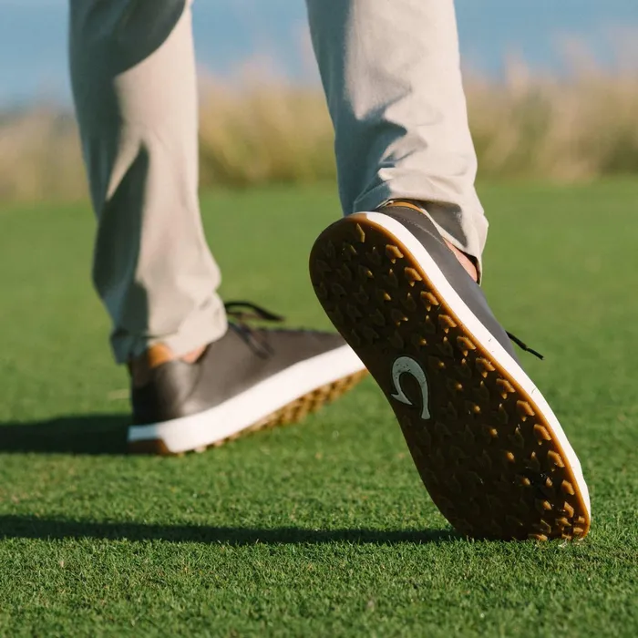 Golf Men Olukai Waialae Waterproof Leather Golf Shoes 8211 Dark Wood