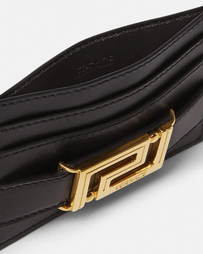 Greca Goddess Card Holder Blackgold Women Versace Wallets