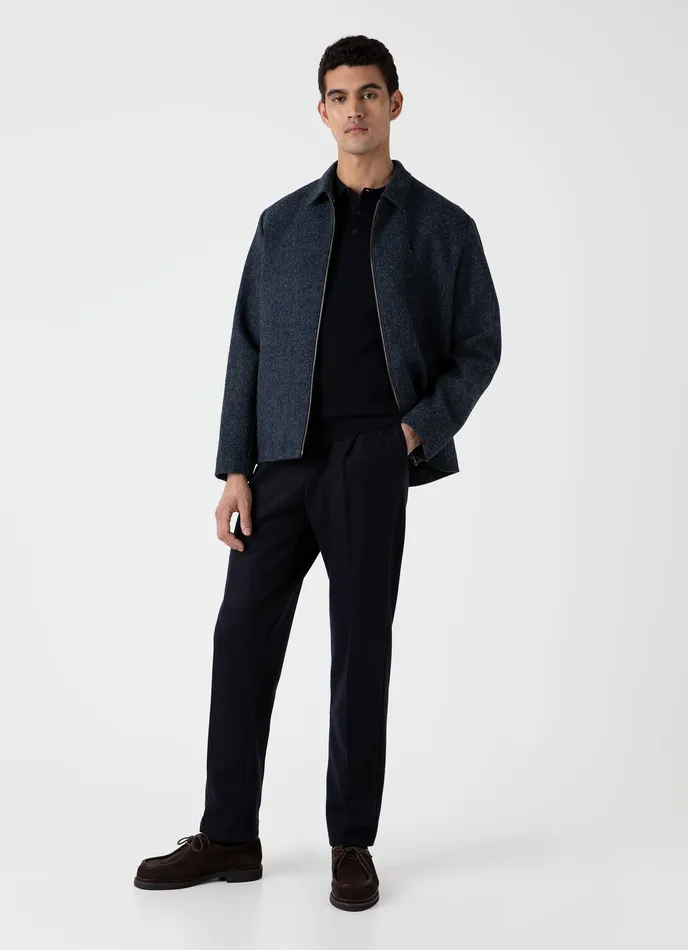 Harris Tweed Harrington Jacket Blue Herringbone Men Jackets and Coats ussunspel Harris Tweed Harrington Jacket Blue Herringbone Men Jackets and Coats ussunspel