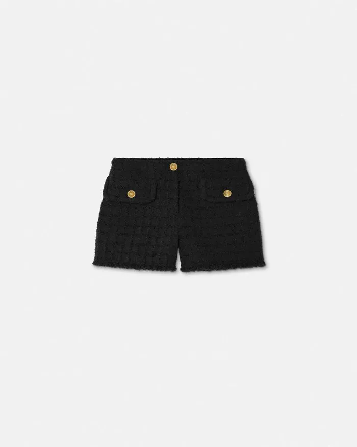 Heritage Tweed Mini Shorts Black Women Versace Suits