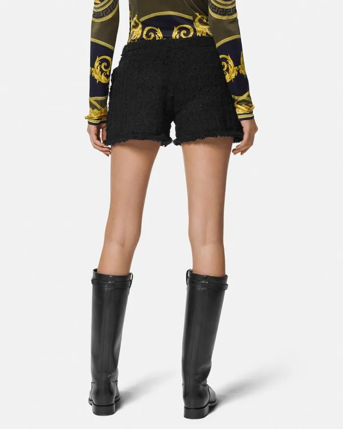Heritage Tweed Mini Shorts Black Women Versace Suits