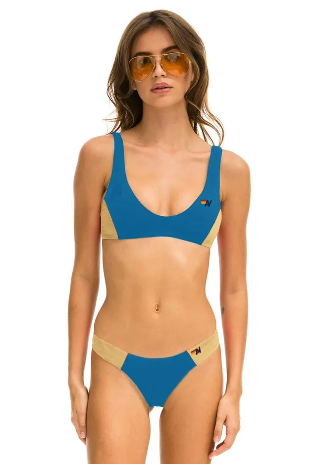HiCut Color Block Cheeky Bikini Bottoms 8211 Antigua Gold Women Aviator Nation Swim Bottoms HiCut Color Block Cheeky Bikini Bottoms 8211 Antigua Gold Women Aviator Nation Swim Bottoms