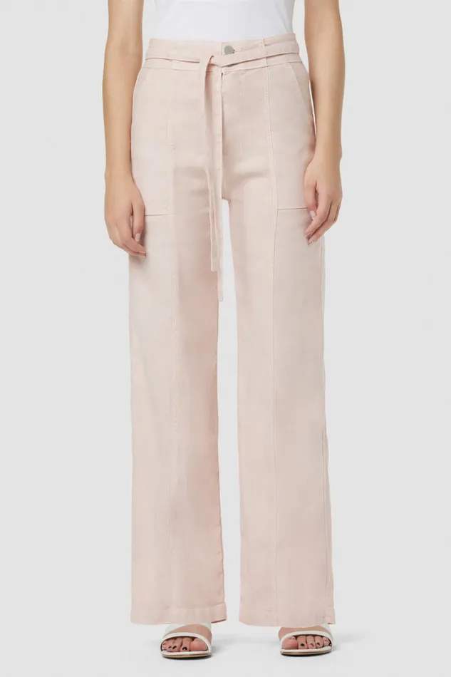 Hudson Jeans Pants Tie Waist Wide Leg Barefoot Trouser Cameo Rose 8211 Women