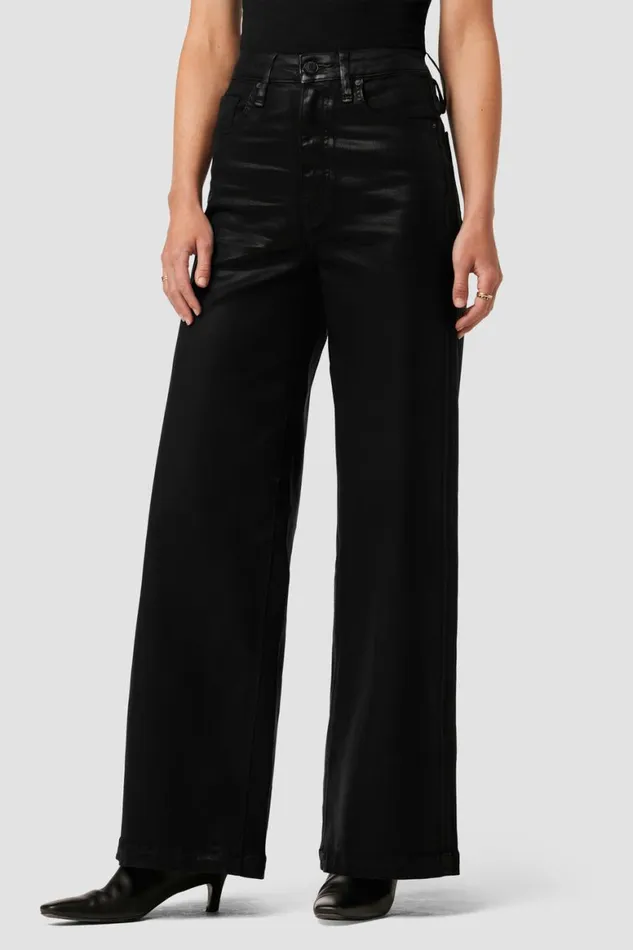 Hudson Jeans Wide Leg James HighRise Wide Leg Jean Coated Black Beauty 8211 Women Hudson Jeans Wide Leg James HighRise Wide Leg Jean Coated Black Beauty 8211 Women