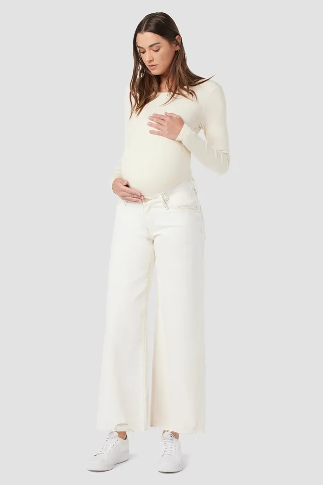 Hudson Jeans Wide Leg James Maternity Wide Leg Crop Jean Ecru Destructed Hem 8211 Women Hudson Jeans Wide Leg James Maternity Wide Leg Crop Jean Ecru Destructed Hem 8211 Women