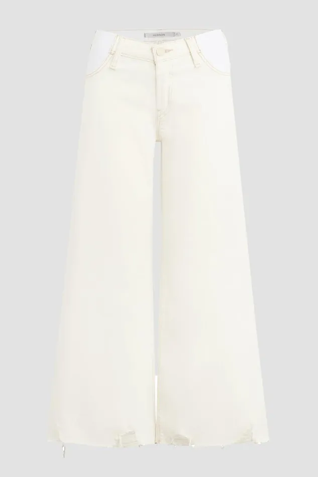Hudson Jeans Wide Leg James Maternity Wide Leg Crop Jean Ecru Destructed Hem 8211 Women Hudson Jeans Wide Leg James Maternity Wide Leg Crop Jean Ecru Destructed Hem 8211 Women