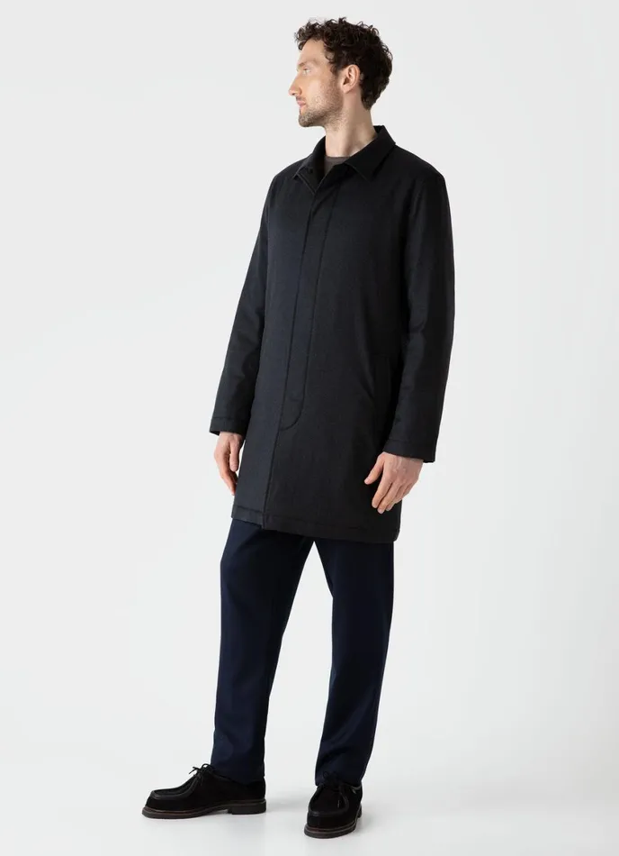 Insulated Wool Mac Charcoal Melange Men SUNSPEL Jackets and Coats