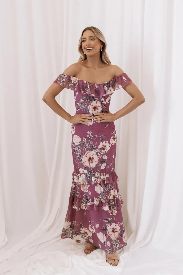 Irelynn Maxi Dress Dark Rose Floral Women Floral Dresses Petal and Pup