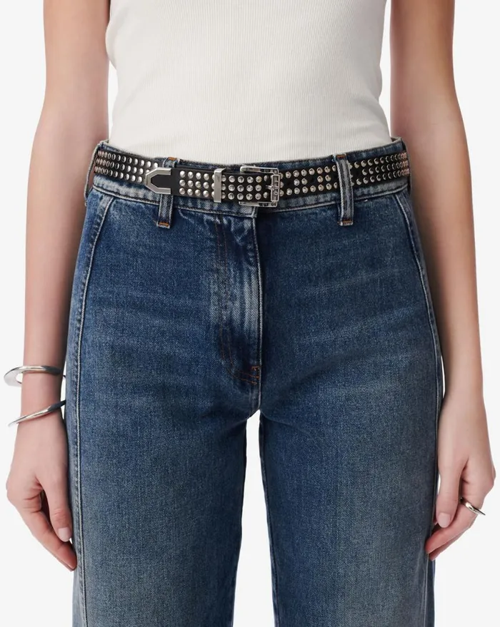 IRO ATLAS FULL STUD LEATHER BELT Black Studs Women Belts