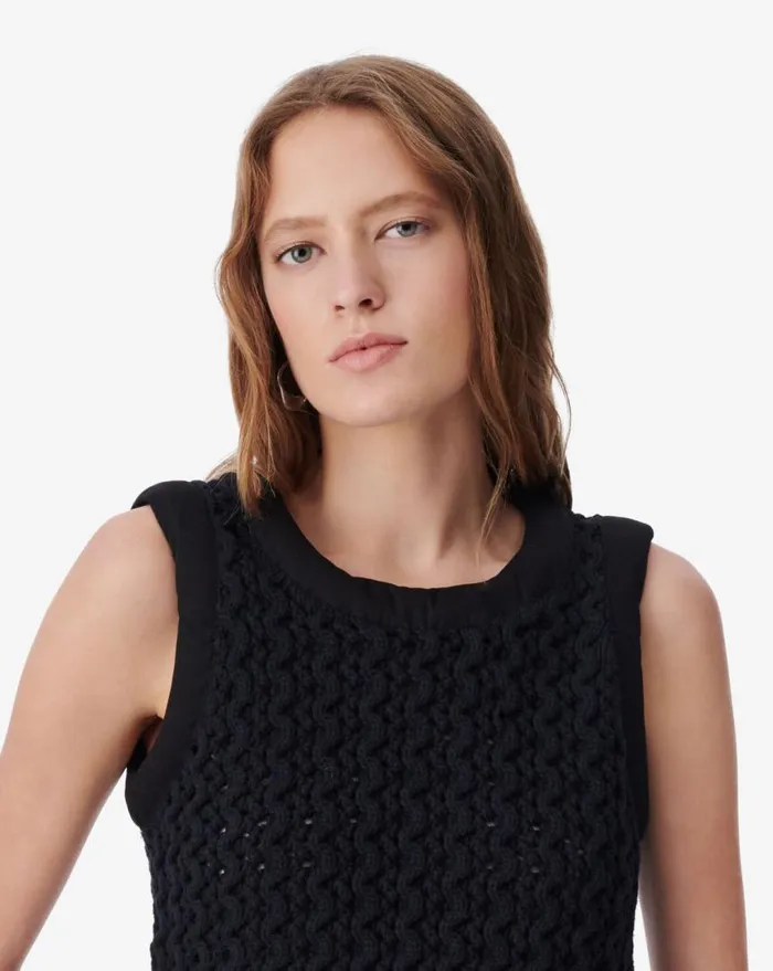 IRO CHARLEE SHORT OPENWORK KNIT TOP Black Women Knits
