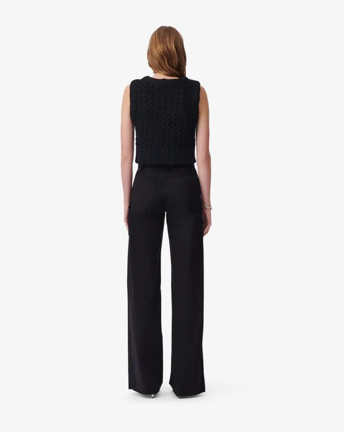 IRO CHARLEE SHORT OPENWORK KNIT TOP Black Women Knits