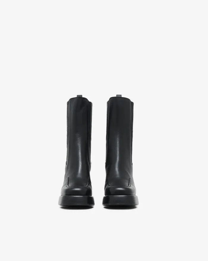 IRO DONA LEATHER PLATFORM ANKLE BOOTS Glossy Black Women Boots