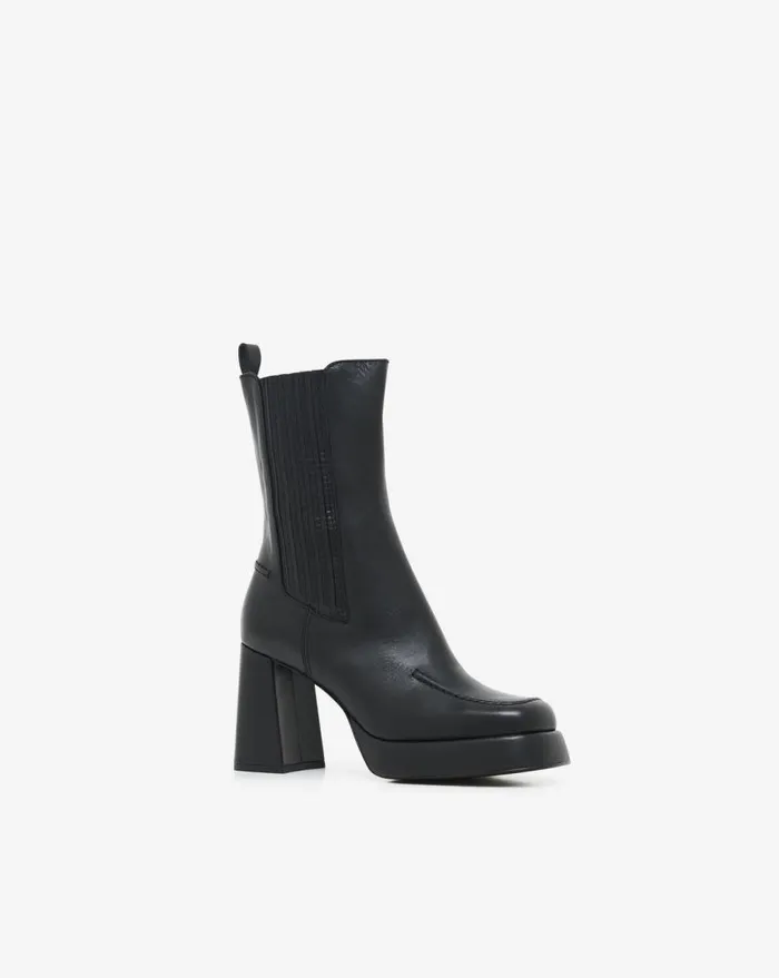 IRO DONA LEATHER PLATFORM ANKLE BOOTS Glossy Black Women Boots