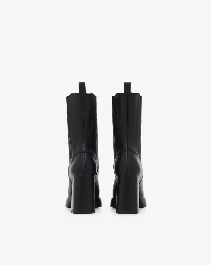 IRO DONA LEATHER PLATFORM ANKLE BOOTS Glossy Black Women Boots