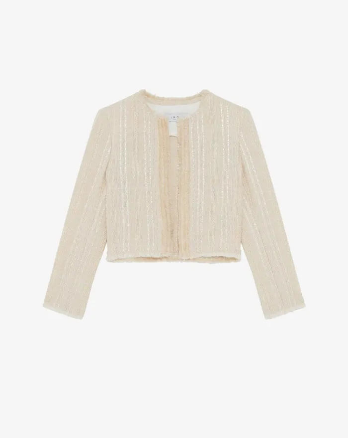 IRO INAS FRINGED TWEED JACKET Black Women Jackets and Coats