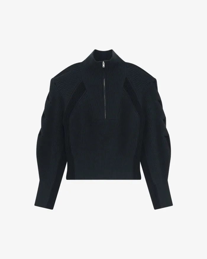 IRO KACY SWEATER WITH CUTOUTS AND PUFFED SLEEVES Black Women Knits