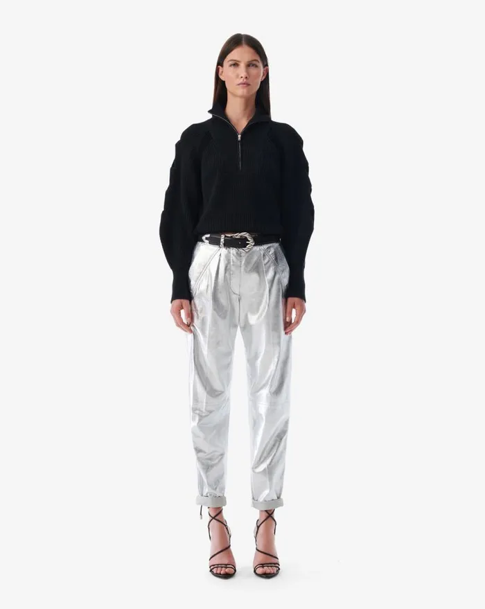 IRO KACY SWEATER WITH CUTOUTS AND PUFFED SLEEVES Black Women Knits