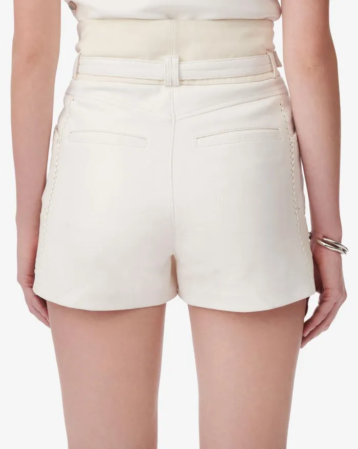 IRO NECATI BELTED LEATHER SHORTS White Women Shorts and Skirts