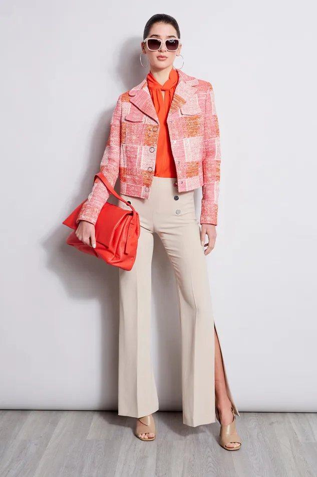 Jackets and Blazers Women Elie Tahari Cropped Plaid Jacket PINK MULTI