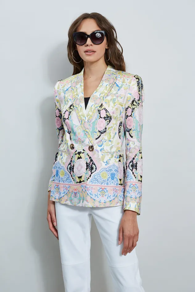 Jackets and Blazers Women Elie Tahari Summer Damask Printed Blazer SUMMER DAMASK