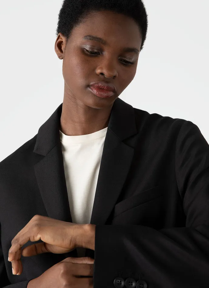 Jackets and Coats ussunspel Women Wool Blazer Black Jackets and Coats ussunspel Women Wool Blazer Black
