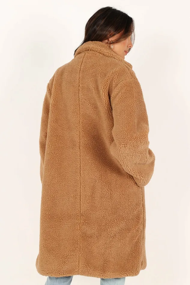 Jackets and Coats Women Beatrice Faux Fur Coat Camel Petal and Pup