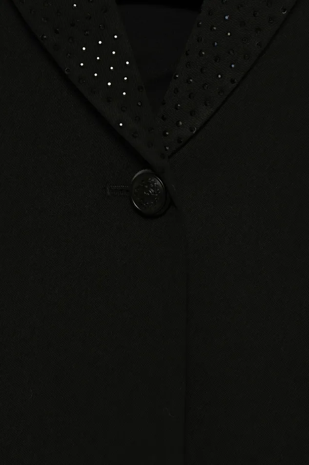 Jackets and Coats Women Petal and Pup Luda Rhinestone Collar Single Button Blazer Black
