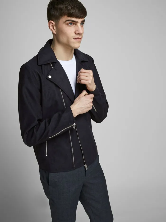 Jackets JACK and JONES Mens FAUX SUEDE JACKET Blue Dark Navy