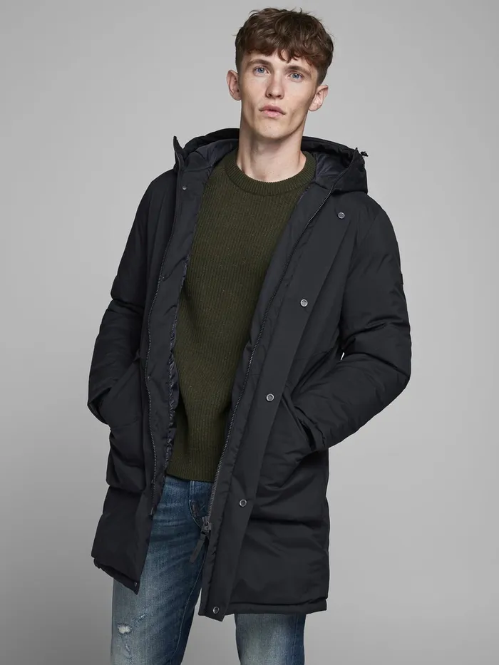 Jackets JACK and JONES Mens HOODED PARKA Blue Dark Navy