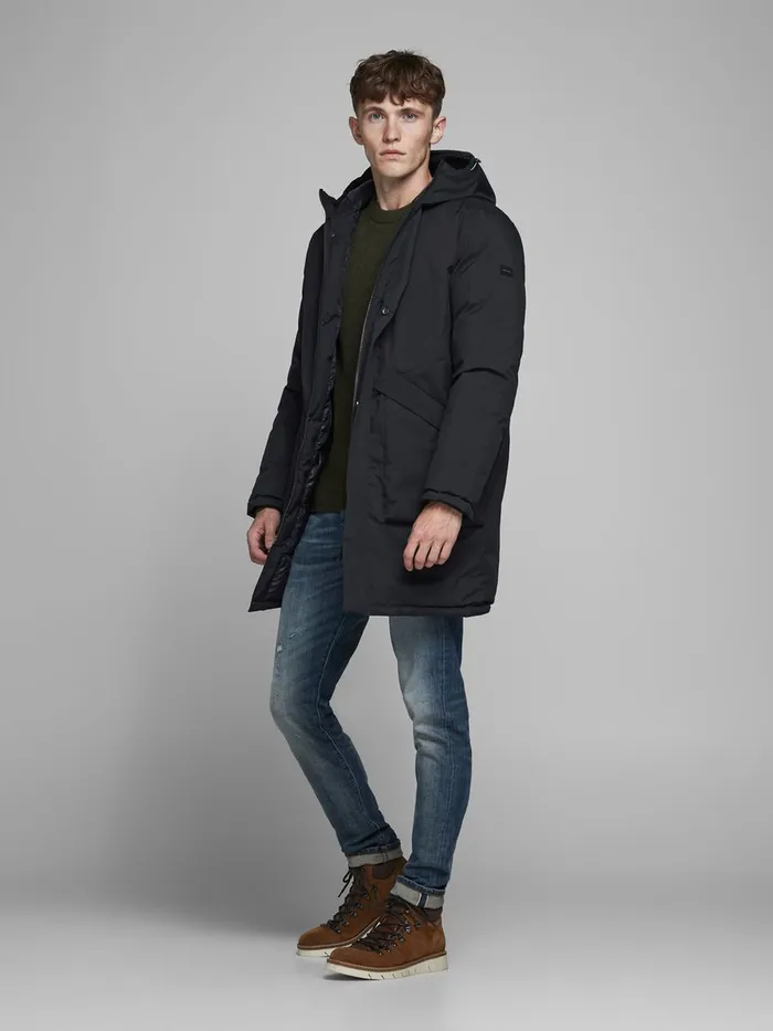 Jackets JACK and JONES Mens HOODED PARKA Blue Dark Navy