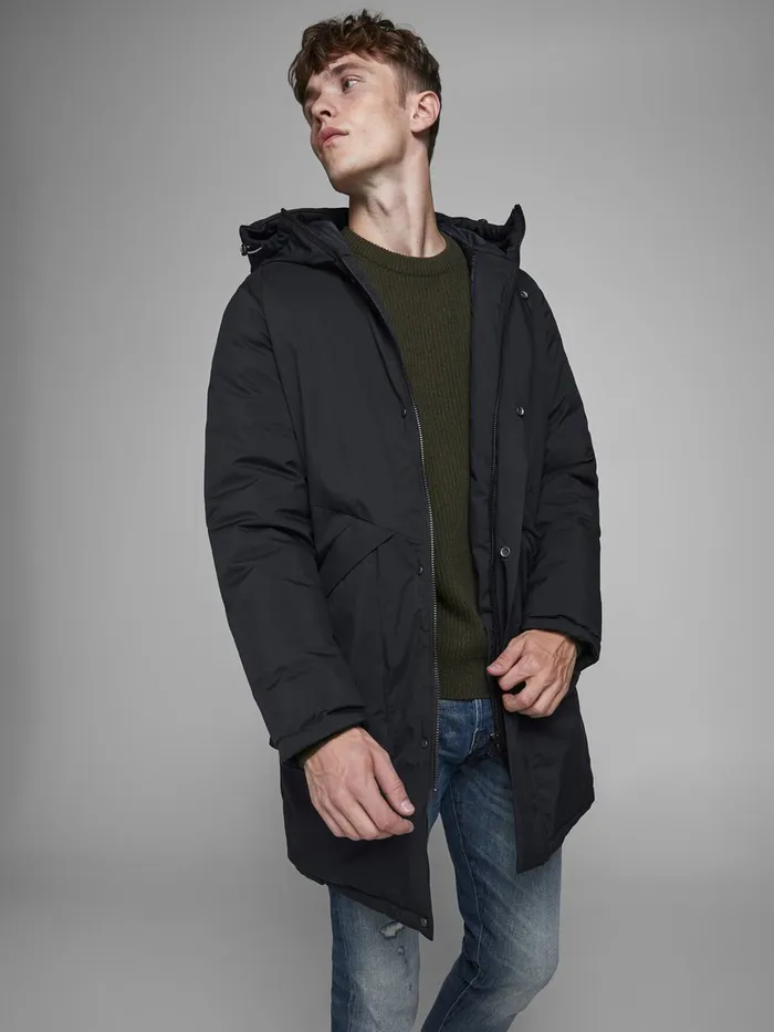 Jackets JACK and JONES Mens HOODED PARKA Blue Dark Navy