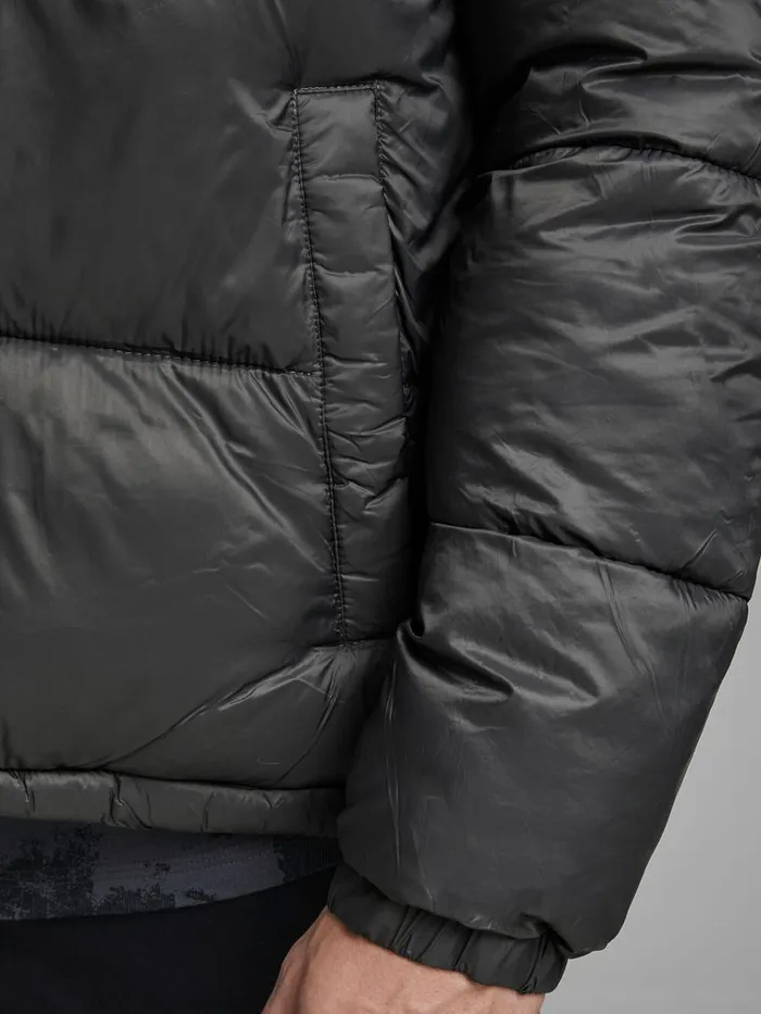 Jackets JACK and JONES Mens HOODED PUFFER JACKET Grey Asphalt