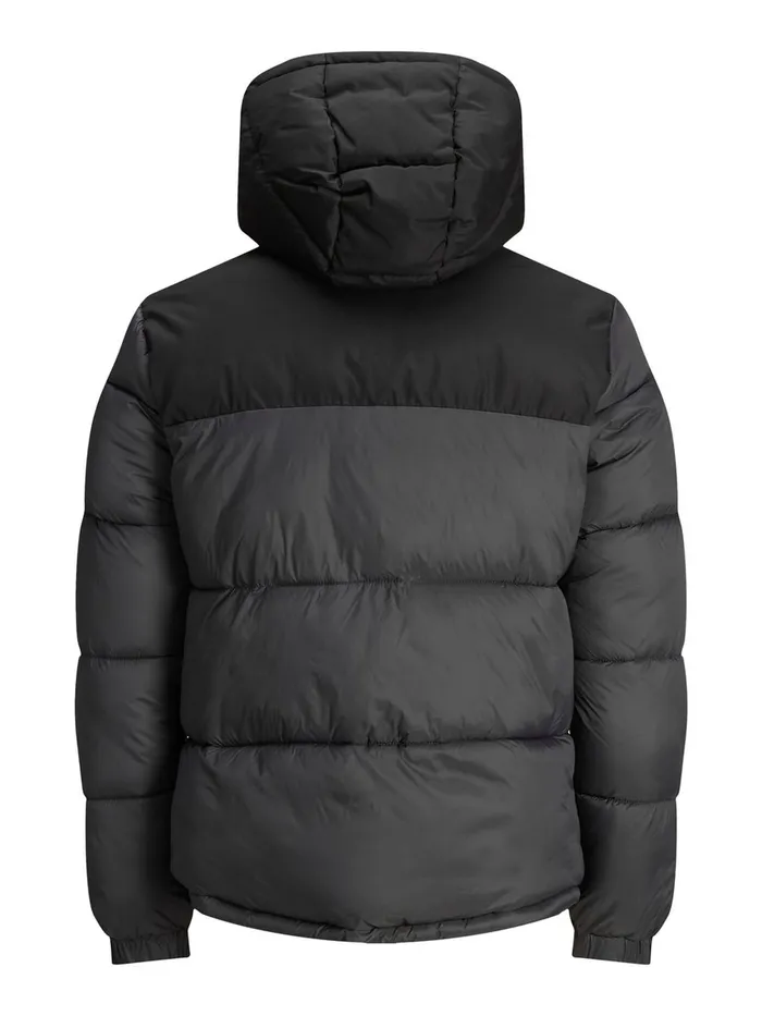 Jackets JACK and JONES Mens HOODED PUFFER JACKET Grey Asphalt