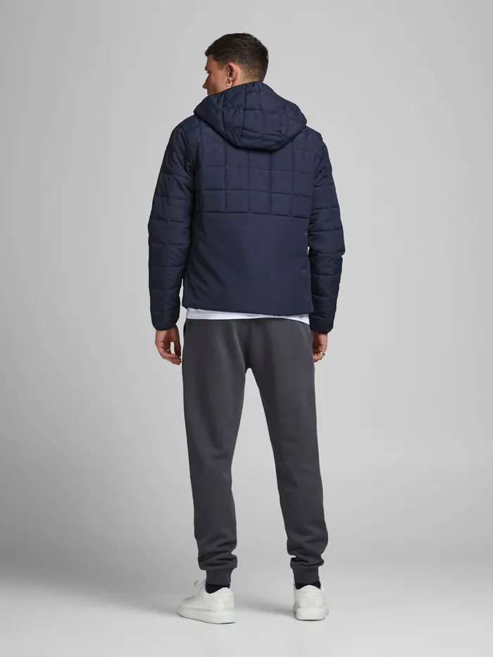 Jackets JACK and JONES Mens HOODED TWIST QUILTED JACKET Blue Navy Blazer