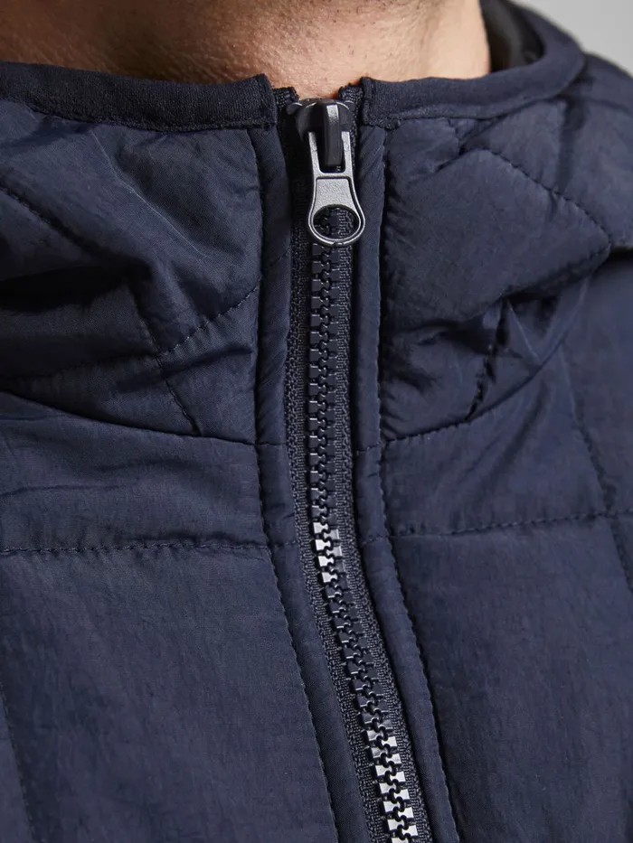 Jackets JACK and JONES Mens HOODED TWIST QUILTED JACKET Blue Navy Blazer