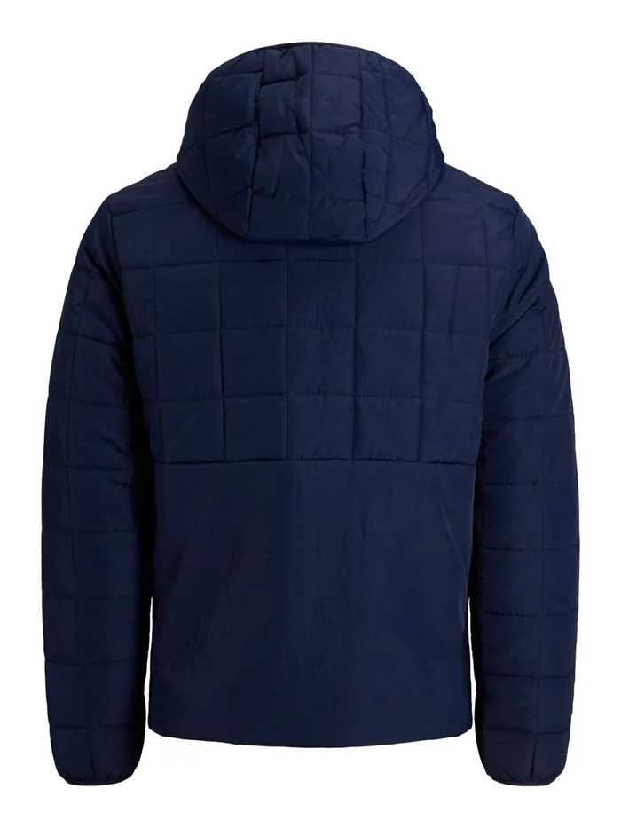 Jackets JACK and JONES Mens HOODED TWIST QUILTED JACKET Blue Navy Blazer