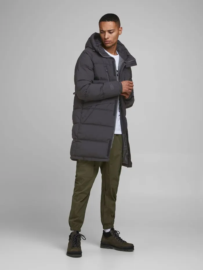 Jackets JACK and JONES Mens MAXI PUFFER JACKET Grey Black
