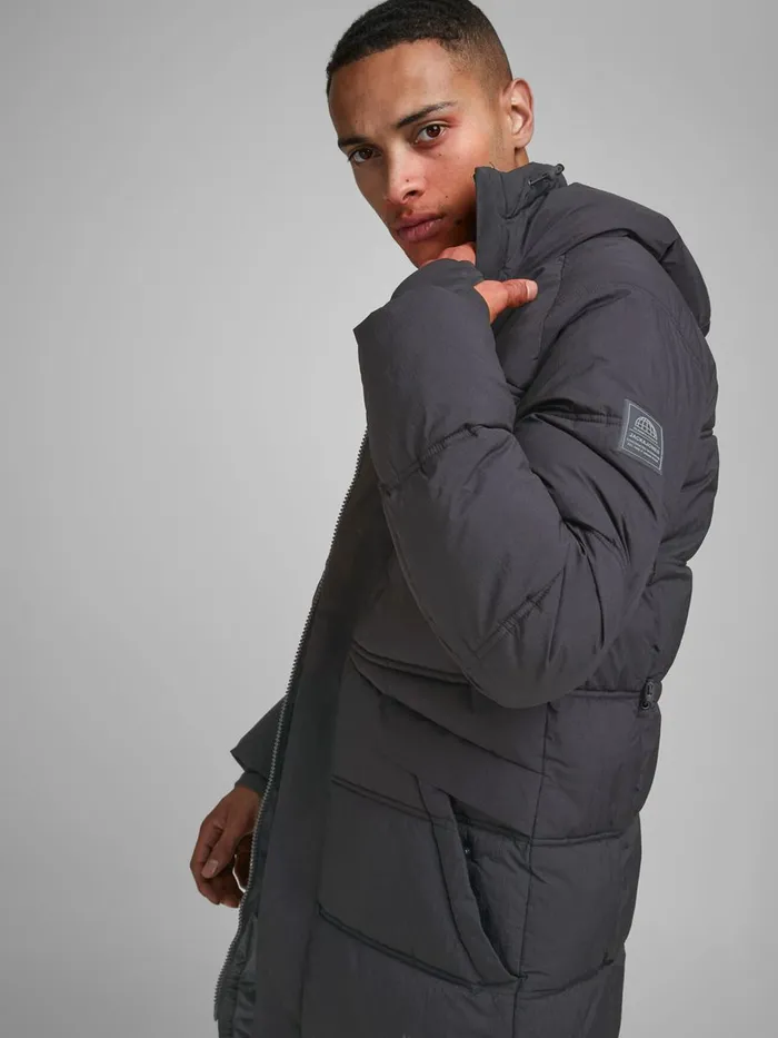Jackets JACK and JONES Mens MAXI PUFFER JACKET Grey Black