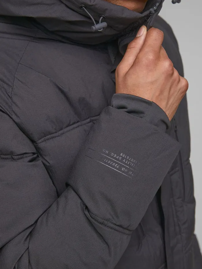 Jackets JACK and JONES Mens MAXI PUFFER JACKET Grey Black