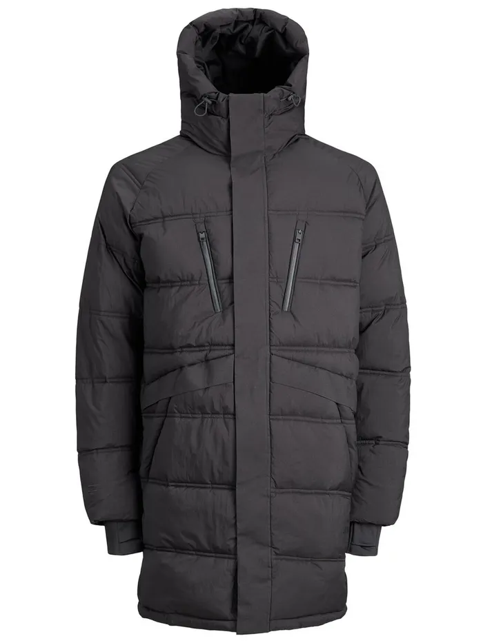 Jackets JACK and JONES Mens MAXI PUFFER JACKET Grey Black