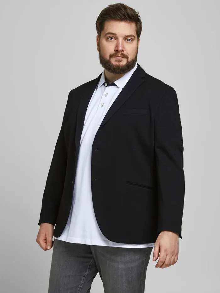 Jackets JACK and JONES Mens SINGLEBREASTED VISCOSE PLUS SIZE BLAZER Black Black Jackets JACK and JONES Mens SINGLEBREASTED VISCOSE PLUS SIZE BLAZER Black Black