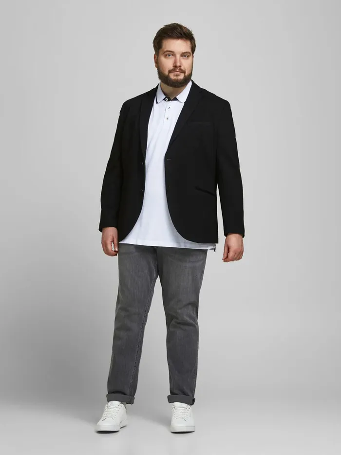 Jackets JACK and JONES Mens SINGLEBREASTED VISCOSE PLUS SIZE BLAZER Black Black