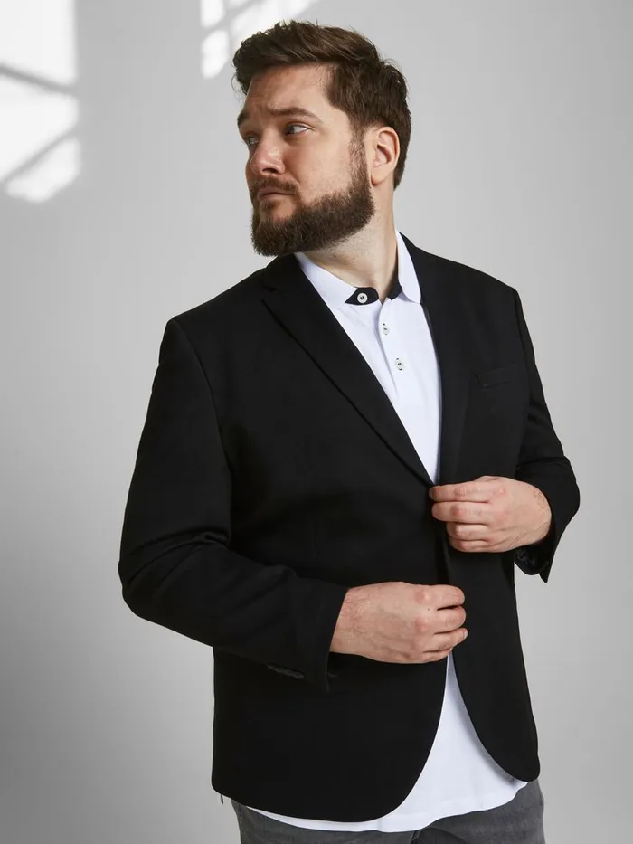Jackets JACK and JONES Mens SINGLEBREASTED VISCOSE PLUS SIZE BLAZER Black Black