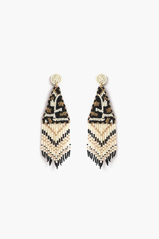Jewelry Leopard Bead Fringe Earrings 8211 America and Beyond Women